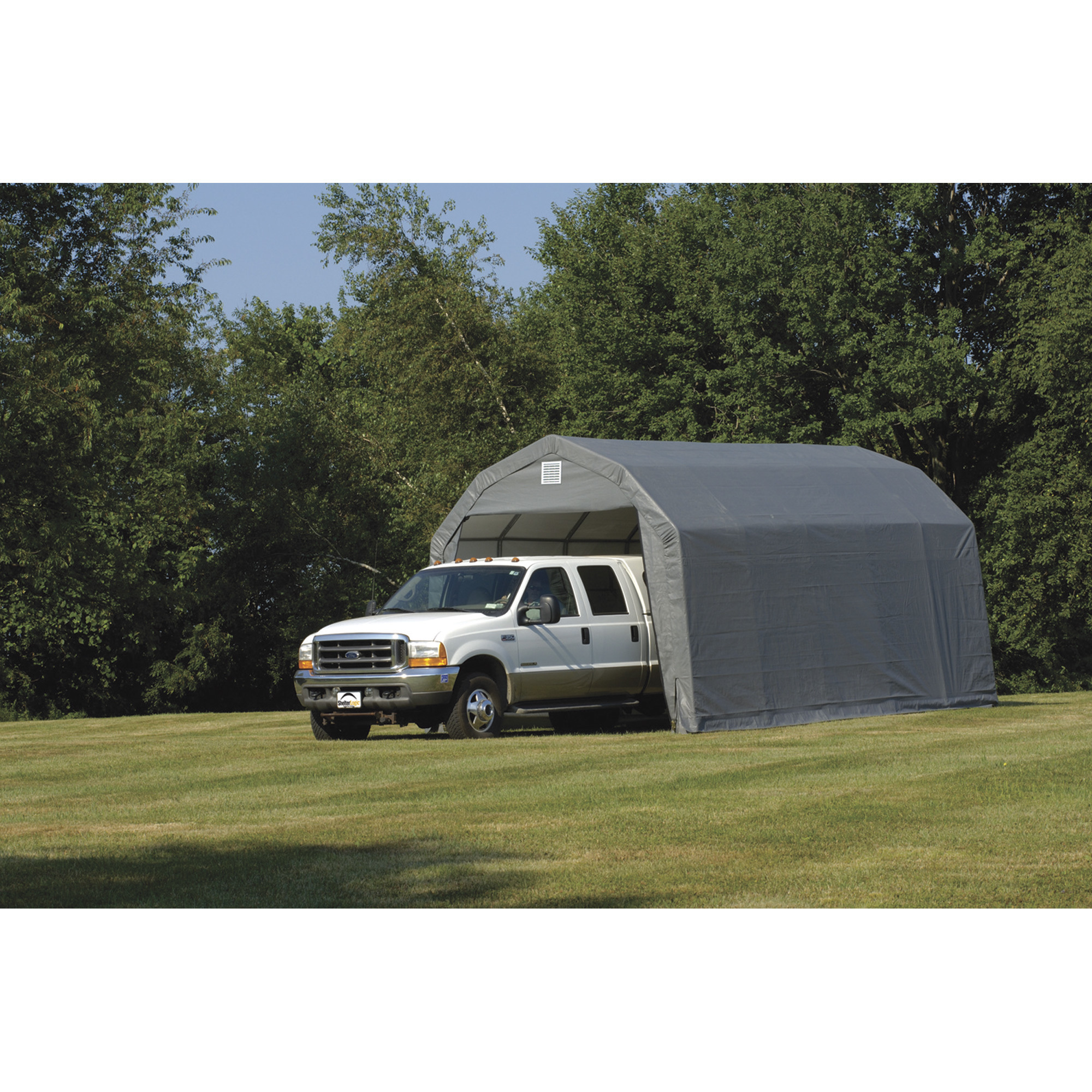 ShelterLogic 12Ft.W Homestead Barn Style Garage, 20ft.L x 12ft.W x 11ft.H, Gray, Model# 90053